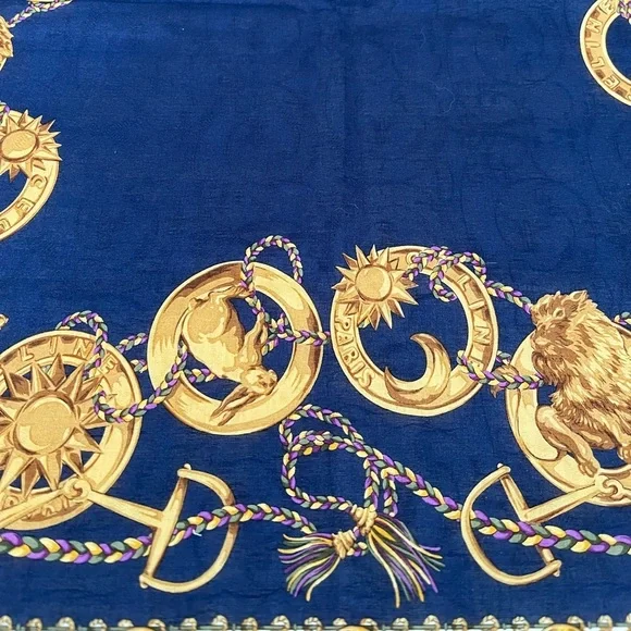 Vintage Celine Paris Navy Silk Scarf BNWT Late 1980s-Early 90s Rare France - Picture 14 of 16